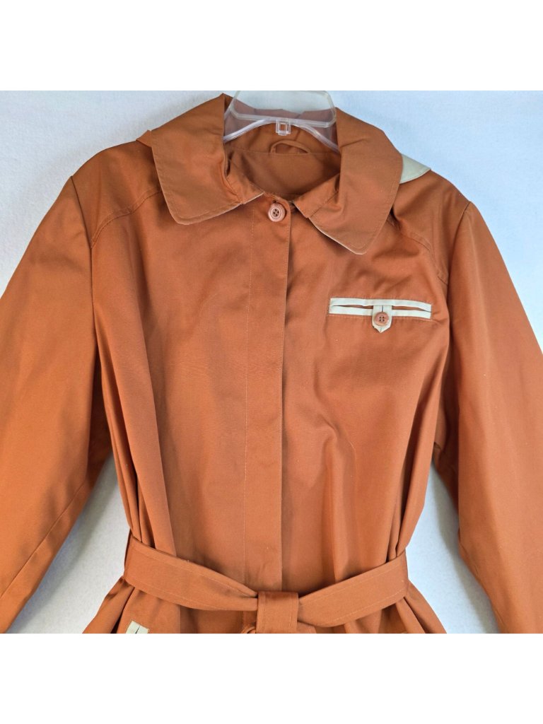 Vintage 70s Sharpee Trench Coat 18 Orange Deadstock Hooded Outdoor Streetwear — image 3 of 8